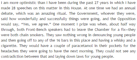 RT Lovely extract from contribution made by @PaulFlynnMP in the drug policy debate in the Commons on Thursday...  - embedded image 
