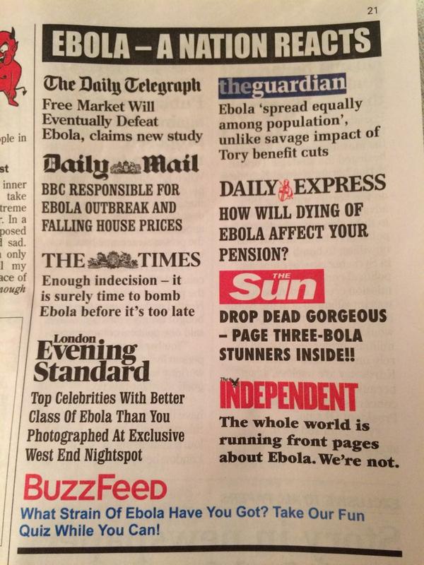 RT BBC RESPONSIBLE FOR EBOLA OUTBREAK & FALLING HOUSE PRICES, Rt: @bellamackie: Bravo Private Eye:  - embedded image 