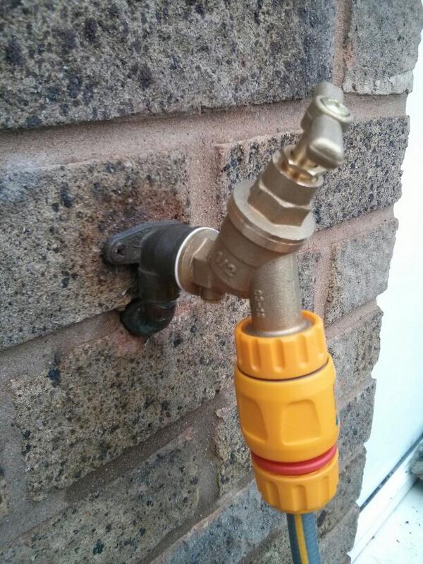Achievement unlocked: Plumbing 101 - outside tap replacement. #WorkingHose #BewareCat  - embedded image