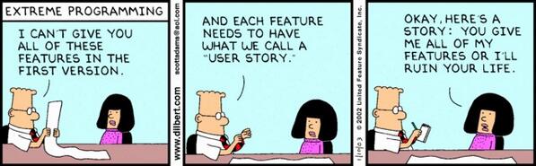 RT Brilliant - Dilbert's take on #agile and #prodmgmt  - embedded image