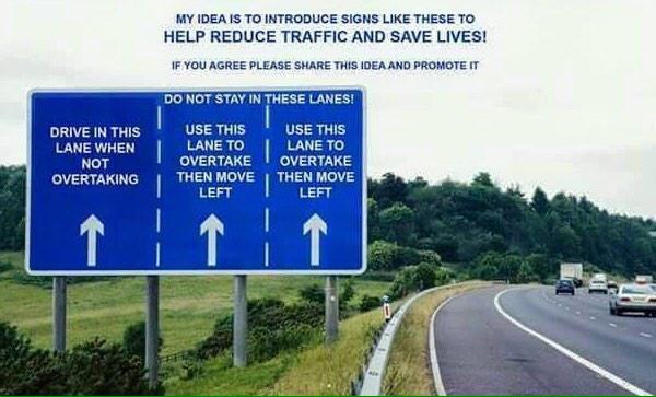 RT A manic motorway today, but still so many people who haven't read this sign. #RoadSafety #MotorwayAwareness  - embedded image 