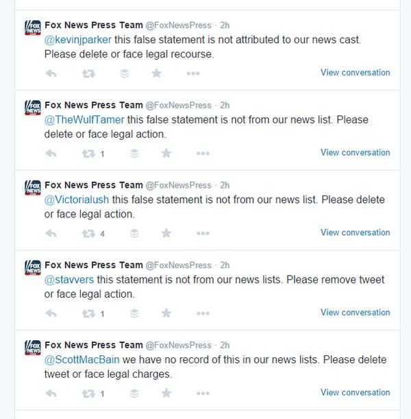 RT #FoxNews is threatening us with "legal recourse" if we don't delete funny tweets. Yes! #FoxNewsFacts  - embedded image 2