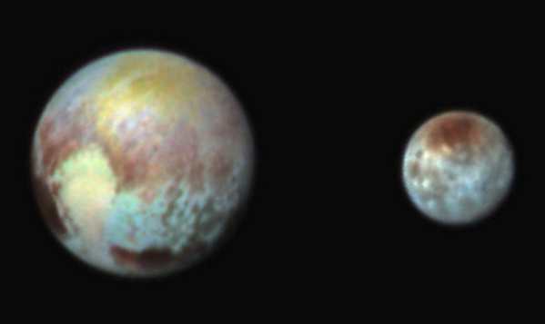 RT RELEASED: Enhanced color image shows #Pluto's compositional diversity during #PlutoFlyby. http://t.co/8468Jp50Tm  - embedded image 