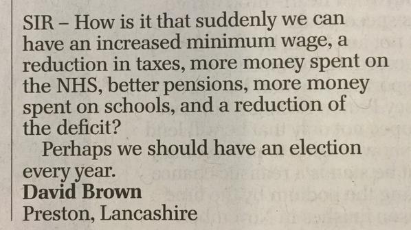 RT Telegraph letters on top form as usual #GE2015  - embedded image 