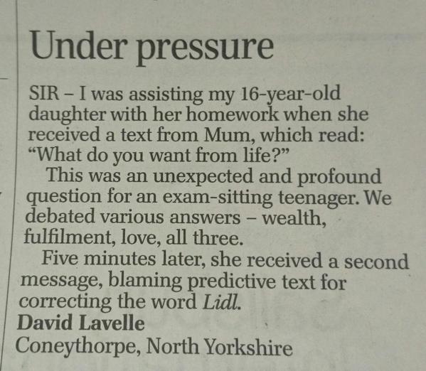 RT Well done, letters page @Telegraph, you never fail to delight us:  - embedded image 