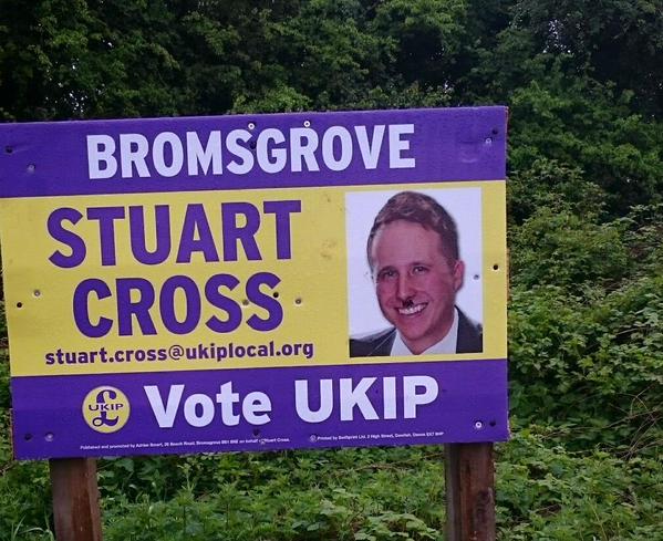 Why you shouldn't mount posters within arm's reach. #ukip #bromsgrove #hitler  - embedded image 