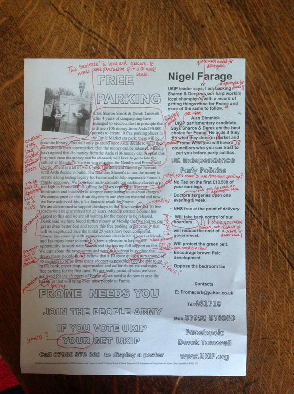 RT English teacher decided to mark a UKIP election flyer that came through her letterbox.  - embedded image 