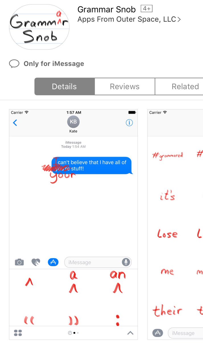 RT My first Sticker Pack for iMessages on iOS 10 is now available! Grammar Snob #grammared
https://t.co/EtwF5VcWWX  - embedded image 