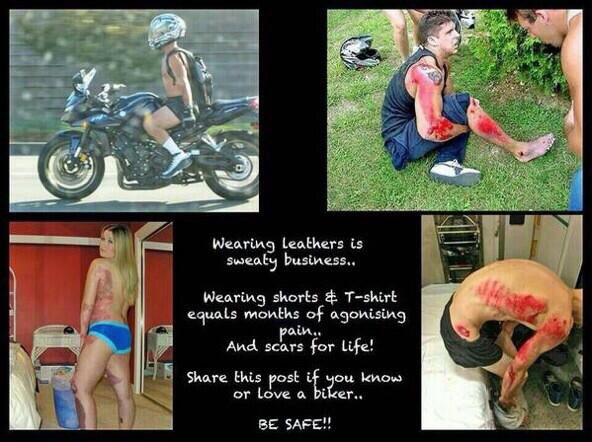 RT Just a reminder for all those weekend bikers that are going to enjoy the weather. #RealBikersWearLeather  - embedded image 
