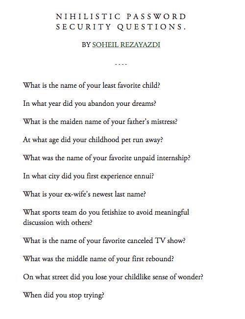 RT Nihilistic Password Security Questions  - embedded image 