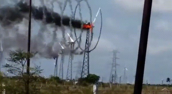 RT A wind turbine on fire from overvoltage.  - embedded image 
