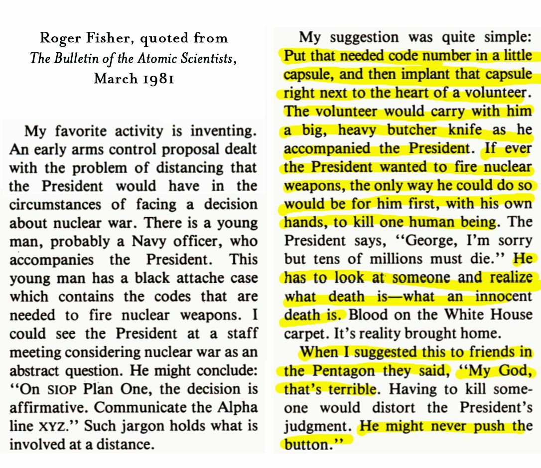 RT One of the most brilliant and chilling things ever written about nuclear war, by the late Roger Fisher.  - embedded image 