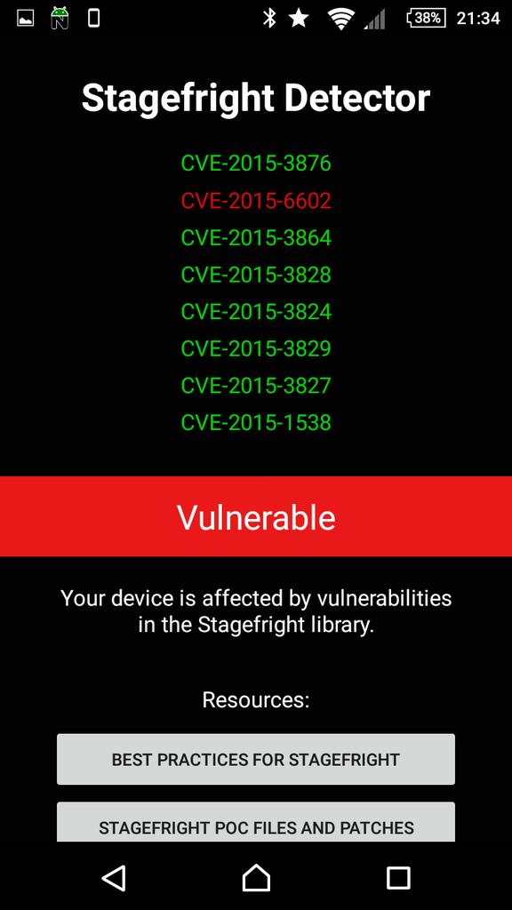 The latest Xperia android update fixes most of the stagefright vulnerabilities at least.  - embedded image 