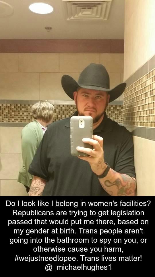 RT Trans men are flocking to selfie in the Ladies' washrooms, thanks to Republican hatred  - embedded image 1