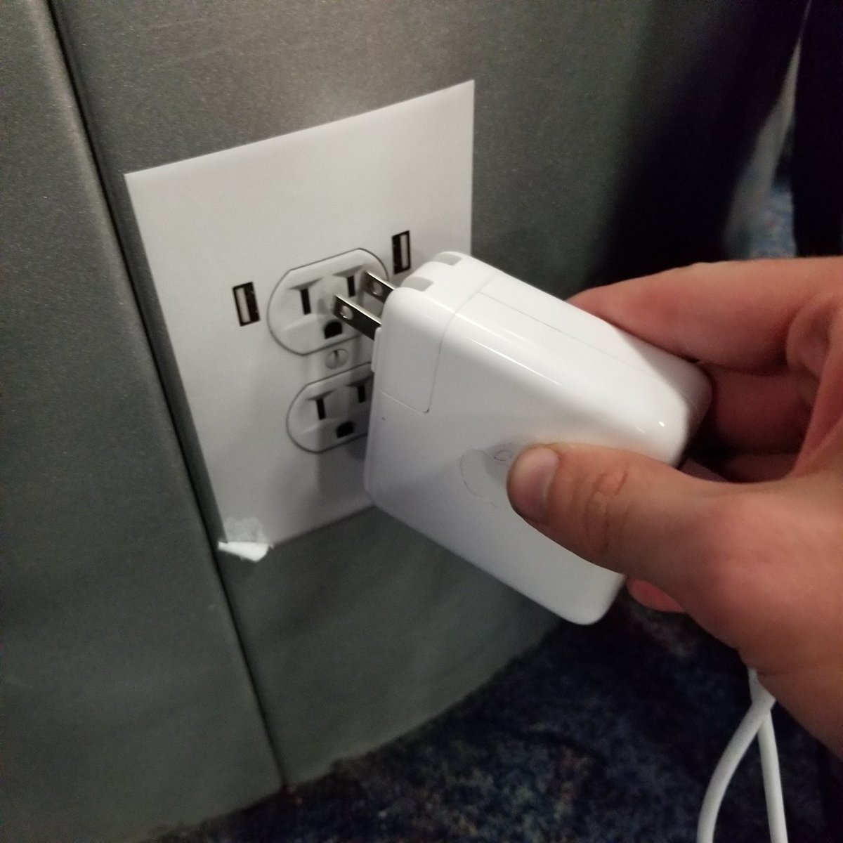 RT Whoever put up this fake sticker of an open outlet at the airport, you are now my enemy for life.  - embedded image 2