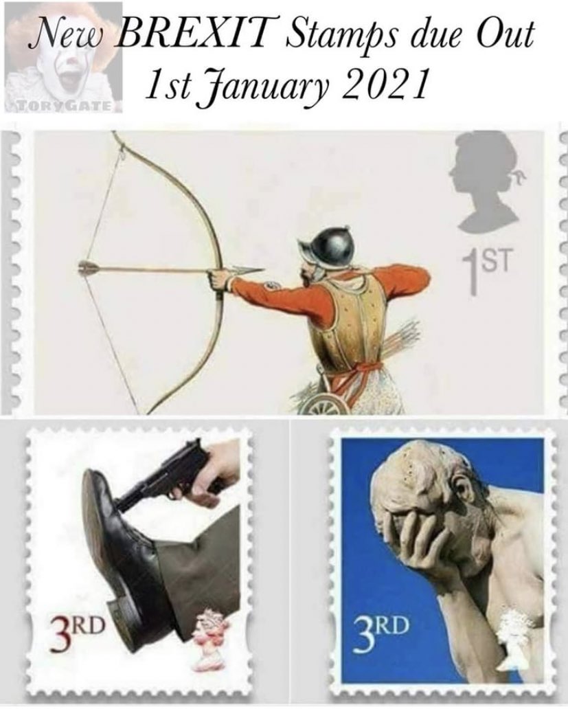 RT Whoever did this is a genius. Brexit stamps - one of those times when a picture is worth a thousand words.  - embedded image 
