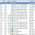 xdebug profiling output - note lots of zend_cache stuff